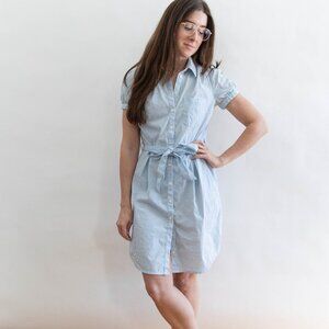 Blue and White Stripe Boat Dress with Belt H&M
